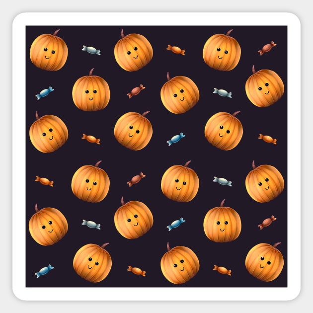 Pattern Halloween pumpkins and candies Sticker by Karmellime